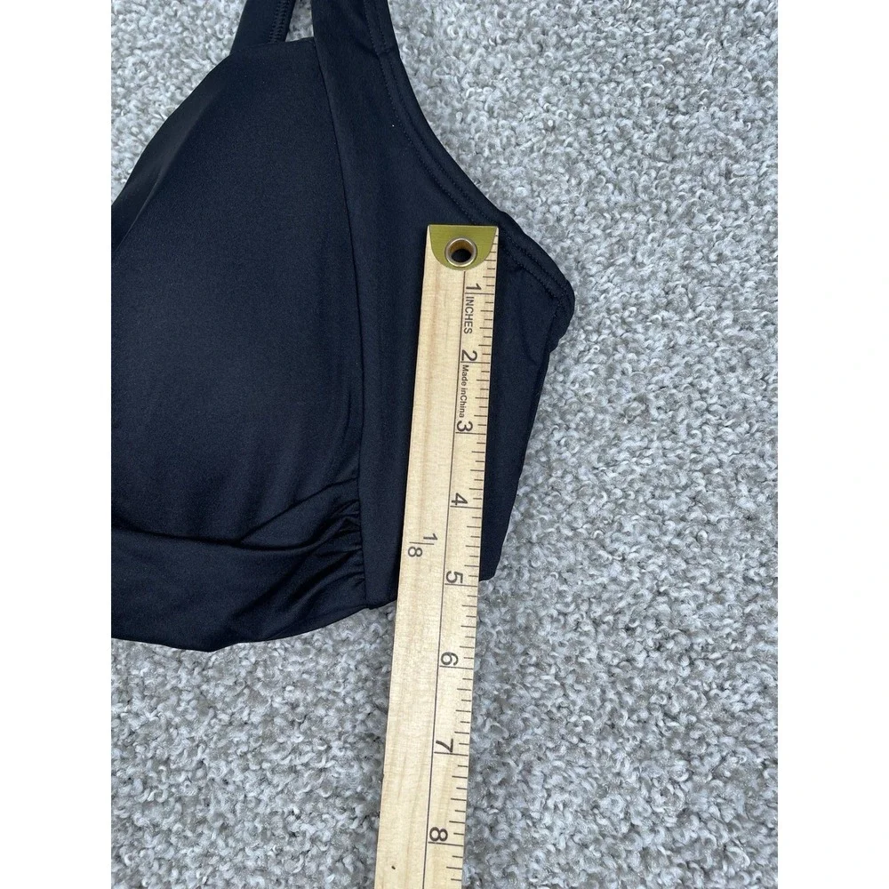 Lands' End Womens Sweetheart Twist-Front Underwire Black Bikini Top Size 18W